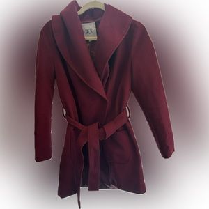 JACK fleece belted hood coat in red